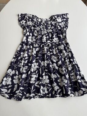 Velvet by Graham & Spencer Navy and White Tiered Cotton Mini Dress size XS